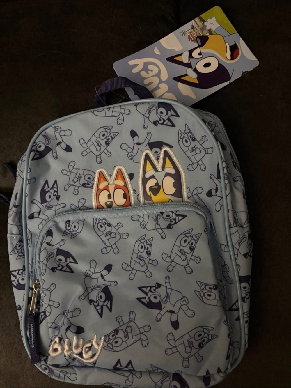 Kids Light Blue Backpack with Character Patch